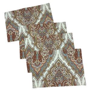 Tahari Home Paisley Place Mats Set of 4 Tan Rectangle Moroccan Earth Tones